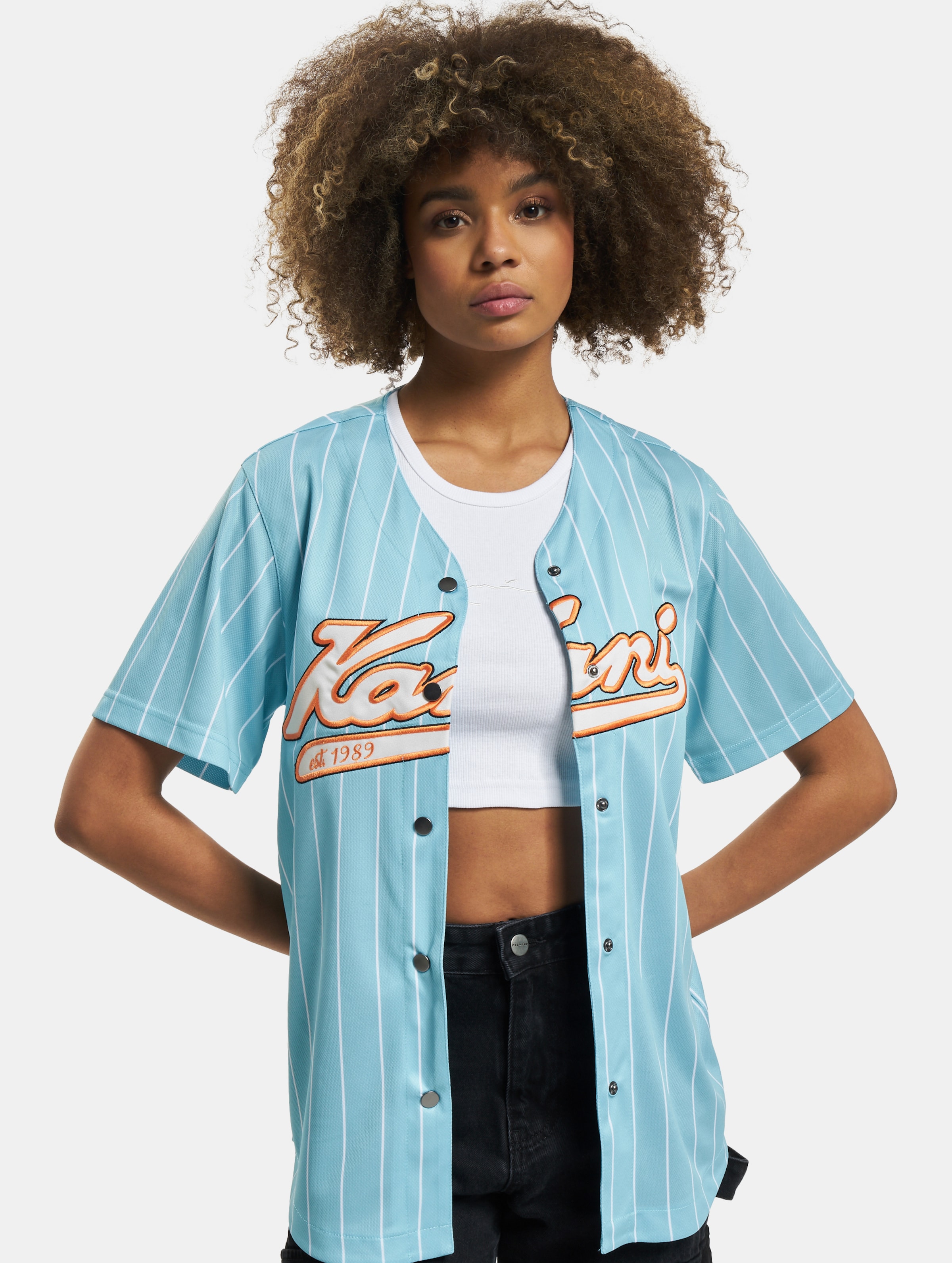 Karl Kani Varsity Psychedelic Baseball Shirt Vrouwen op kleur wit, Maat M