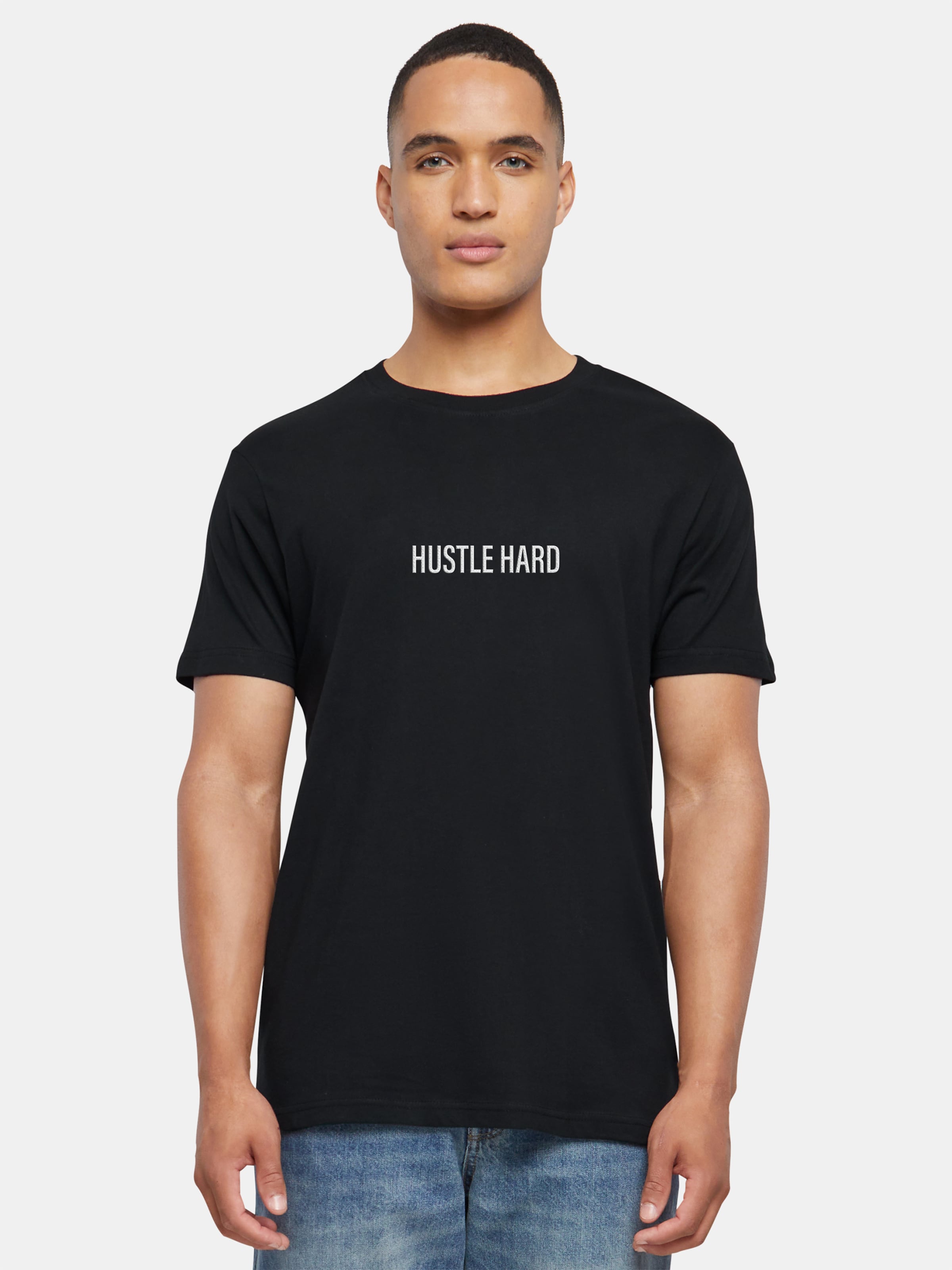 Mister Tee - Hustle Wording EMB Heren T-shirt - XS - Zwart
