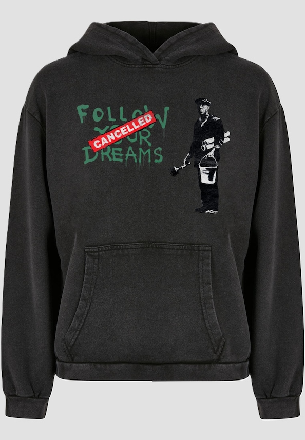 Ladies Brandalised - Follow Your Dreams Acid Washed Oversize Hoody-2