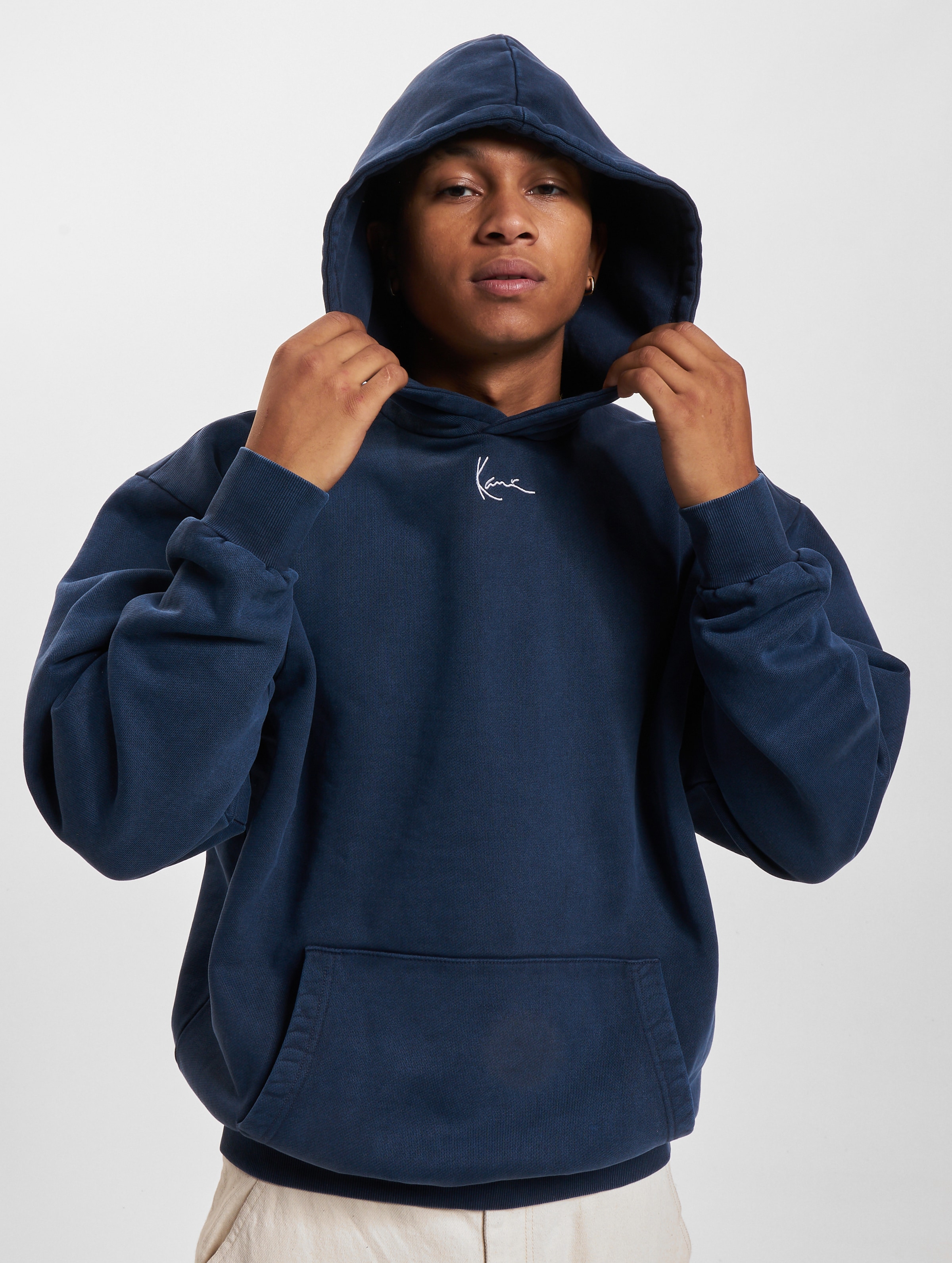 Karl Kani Small Signature Os Heavy Sweat Washed Hoodies Männer,Unisex op kleur blauw, Maat XXL