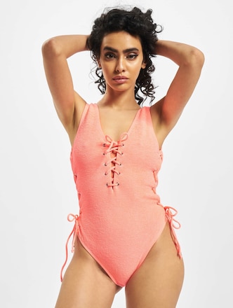 Missguided Crinkle Lace Up Front And Side Bathing Suit