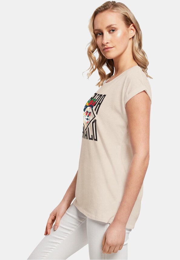 Ladies Frida Kahlo - Lettering Extended Shoulder Tee-2
