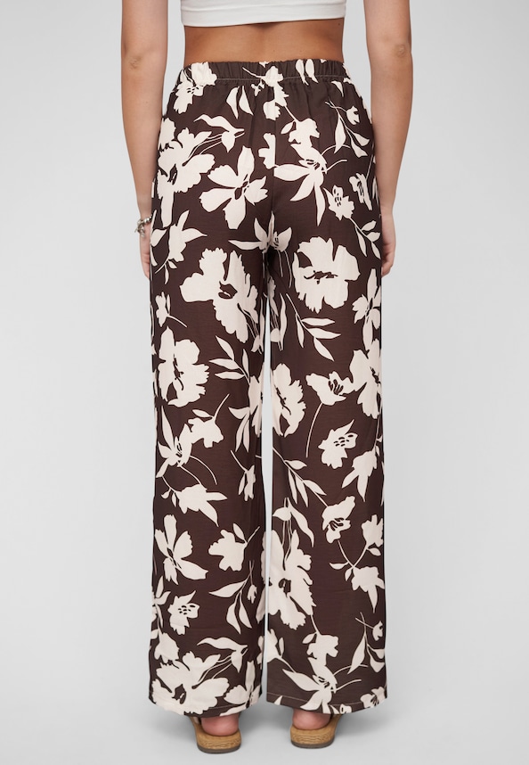 Pants with tie belt and aop flower print-1