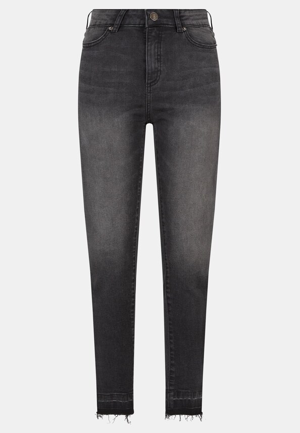 Ladies Skinny High Waist Open Hem Jeans-2