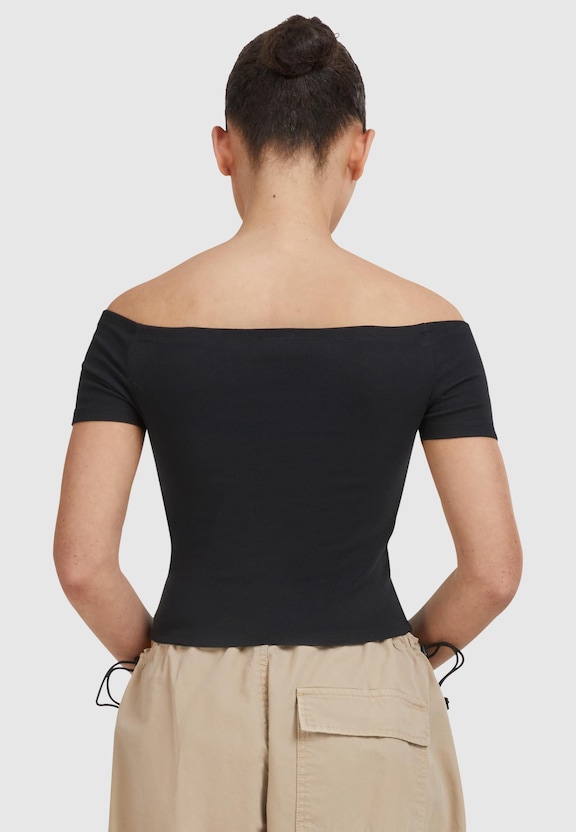 Ladies Organic Off Shoulder Rib Tee-1