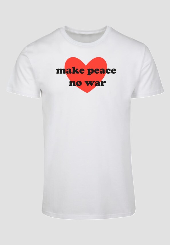 Peace - Red Heart White Basic T-Shirt-2