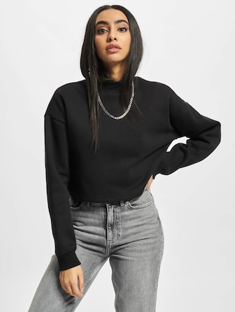 Ladies Cropped Oversized High Neck Crew