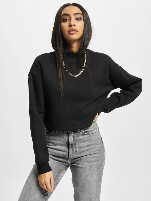 Ladies Cropped Oversized High Neck Crew-0