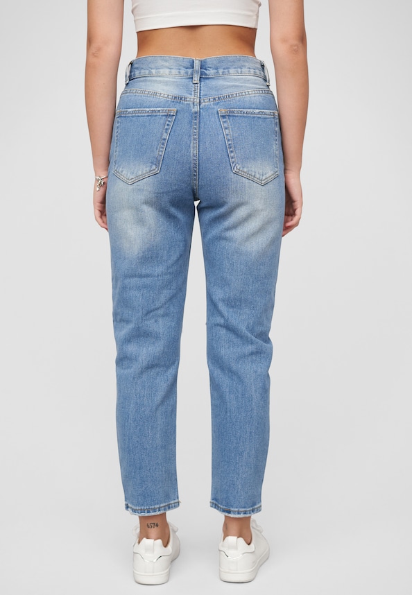 High-Waist Boyfriend Destroyed Jeans Hose 5-Pockets-1