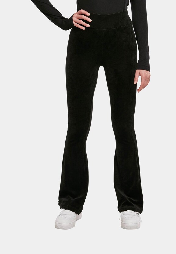 Ladies High Waist Rib Velvet Flared-3