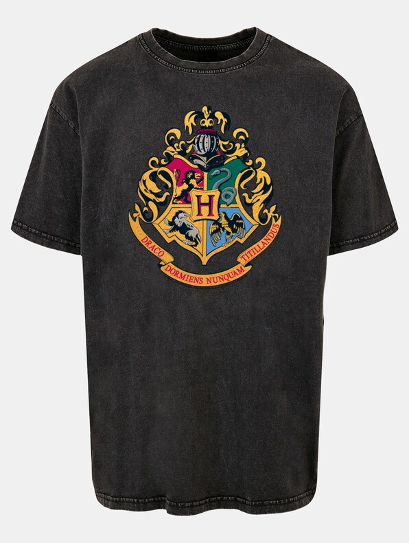 Harry Potter - Hogwarts Crest Gold Acid Washed Oversize-2