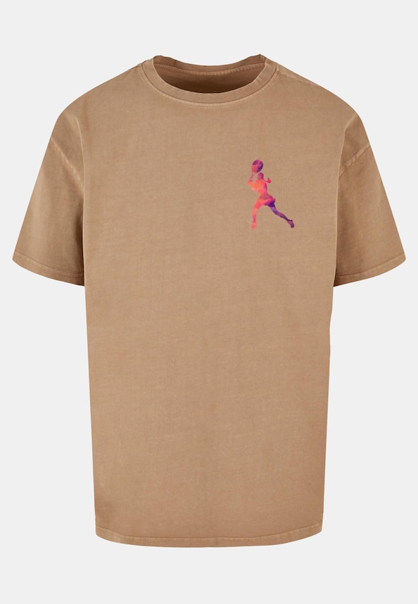 Tennis Woman Silhouette - Acid Washed Oversize Tee-4