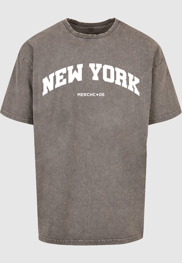 New York Wording - Acid Washed Oversize Tee-2