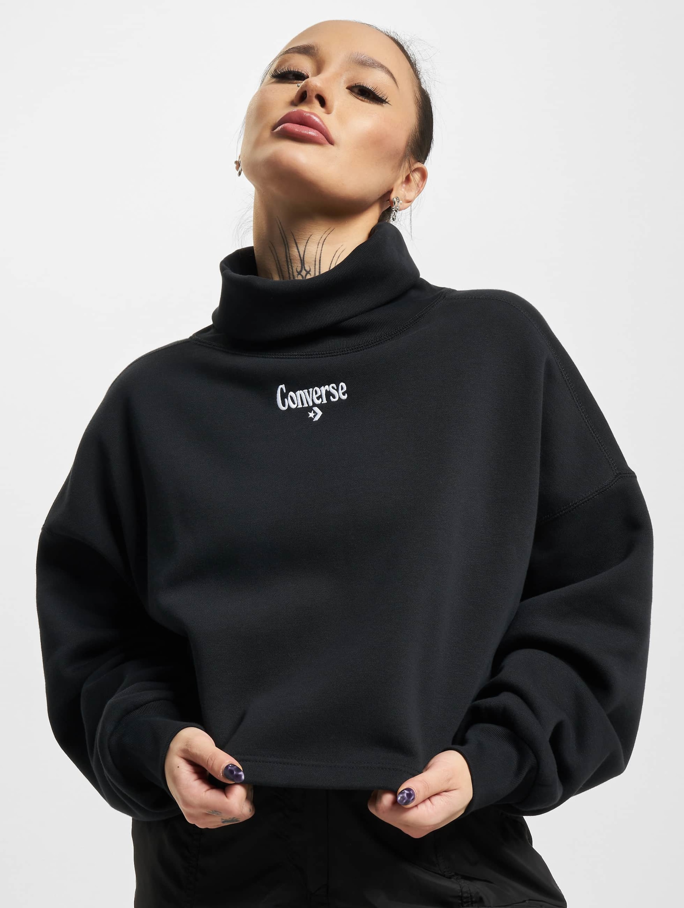 Converse Cropped Turtleneck Sweater Vrouwen op kleur zwart, Maat M