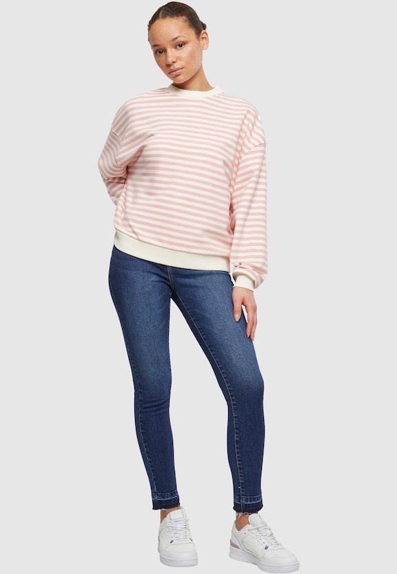 Ladies Oversized Striped Crewneck-2