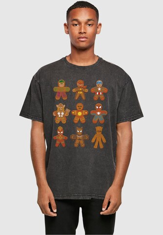 Marvel Universe - Christmas Gingerbread Avengers Acid Washed Oversized Tee
