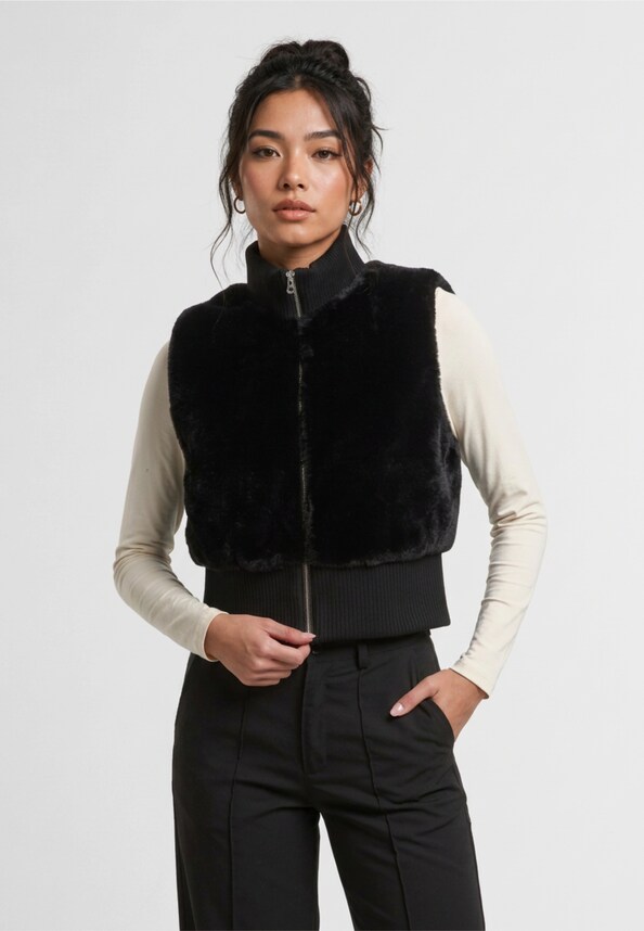 Ladies Cropped Faux Fur -0