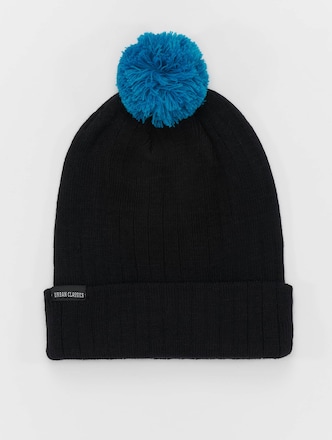 Urban Classics Contrast Bobble Beanie Black/Turquoise