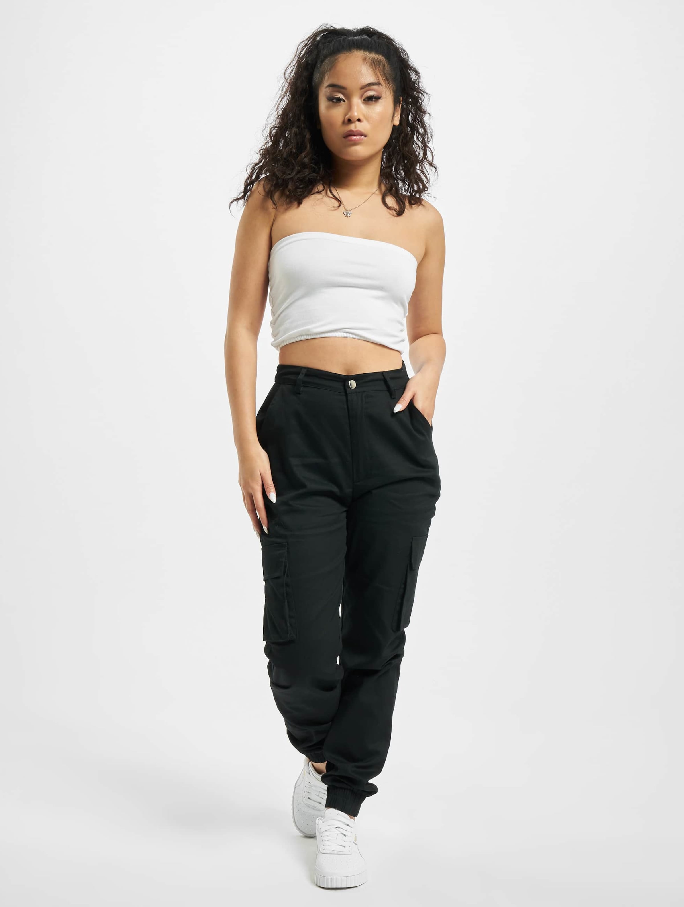 Missguided black plain cargo pants - women's size deals 2