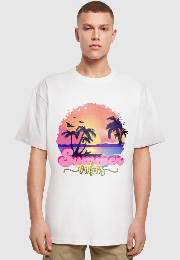 Summer Vibes Sunset Heavy Oversized Tee-0