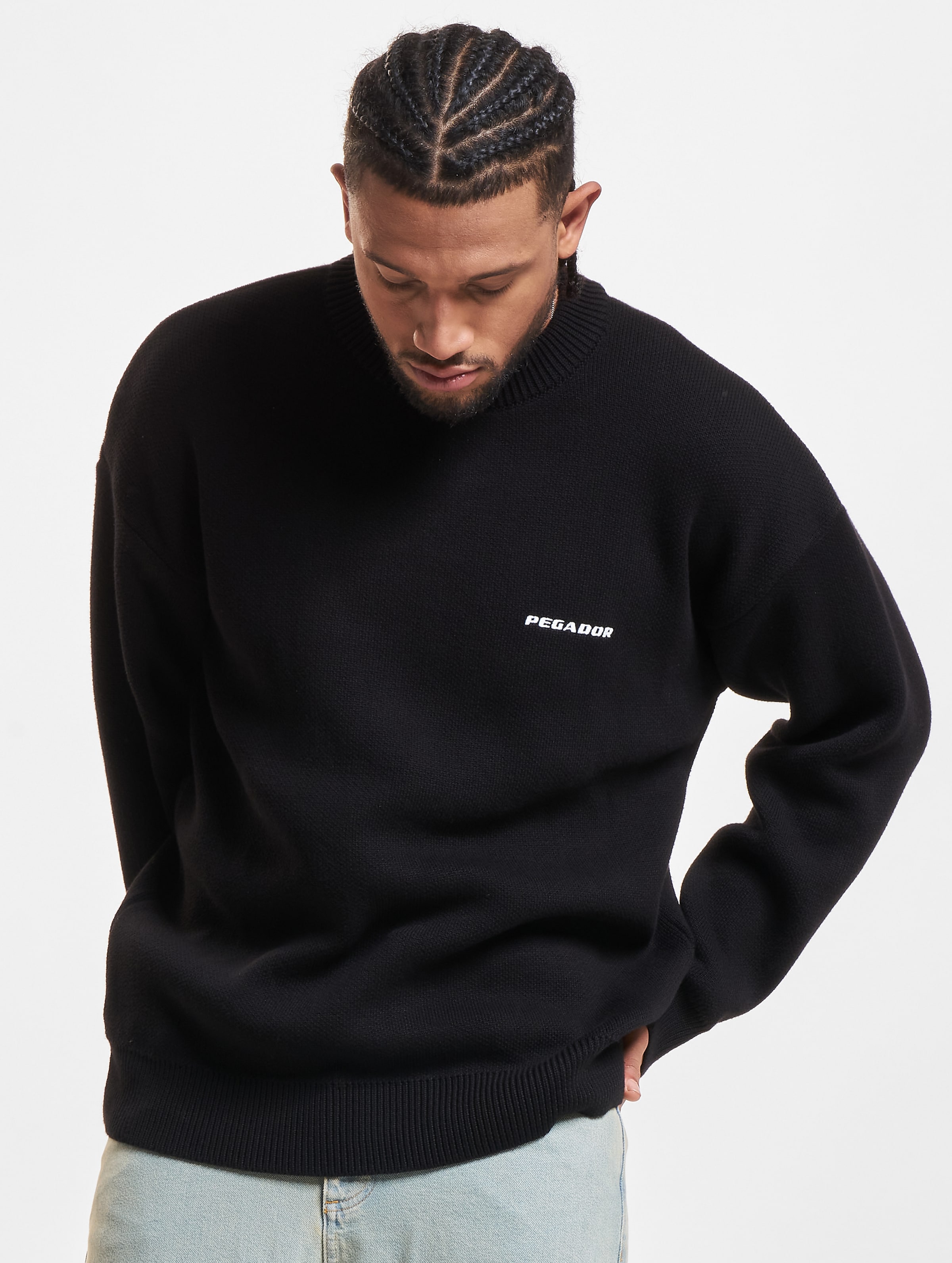 PEGADOR Logo Knit Sweater Mannen op kleur zwart, Maat XL
