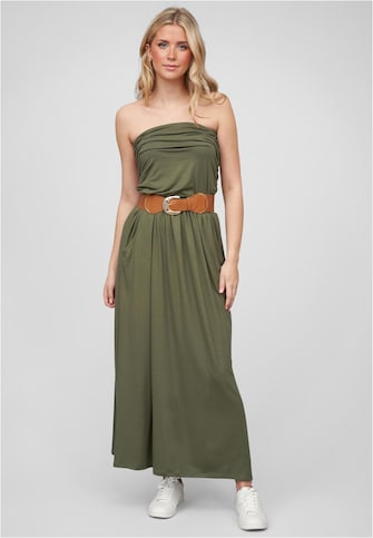 Cloud5ive Damen Longform Bandeau Kleid mit 2-Pockets Gürtel