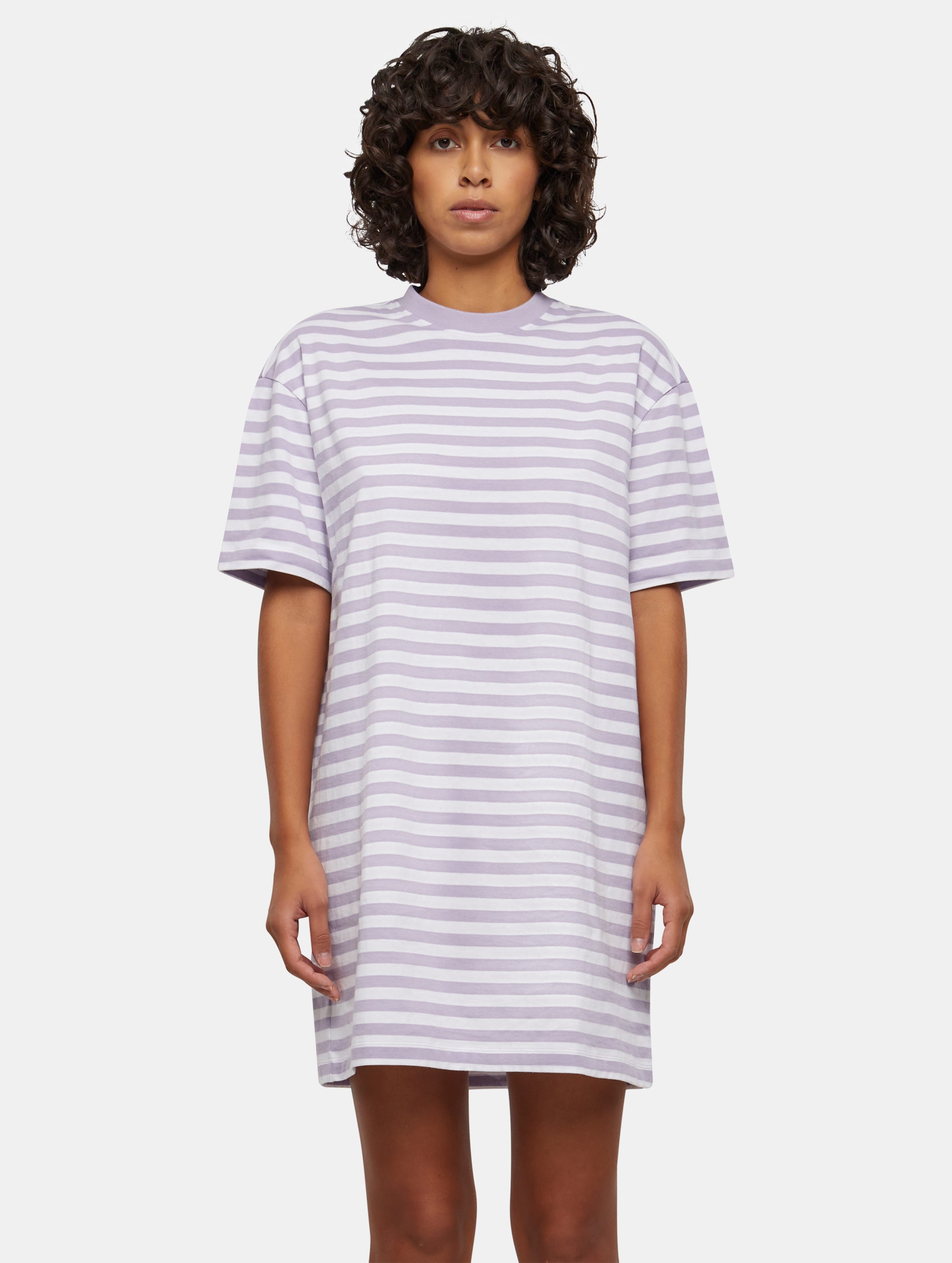 Urban Classics - Oversized Striped Tee Korte jurk - XL - Wit/Lila