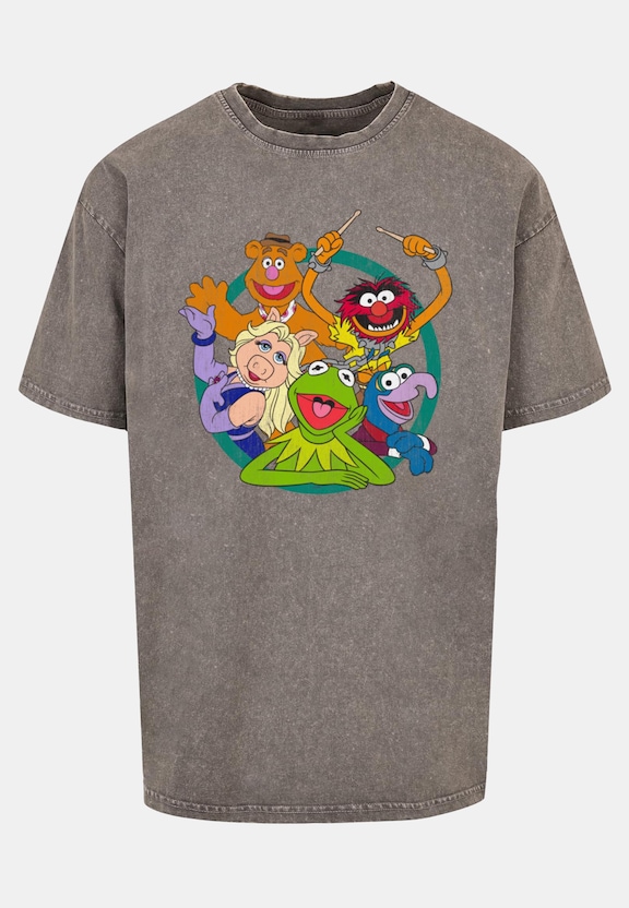 Muppets - Group Circle Acid Washed Oversized -2