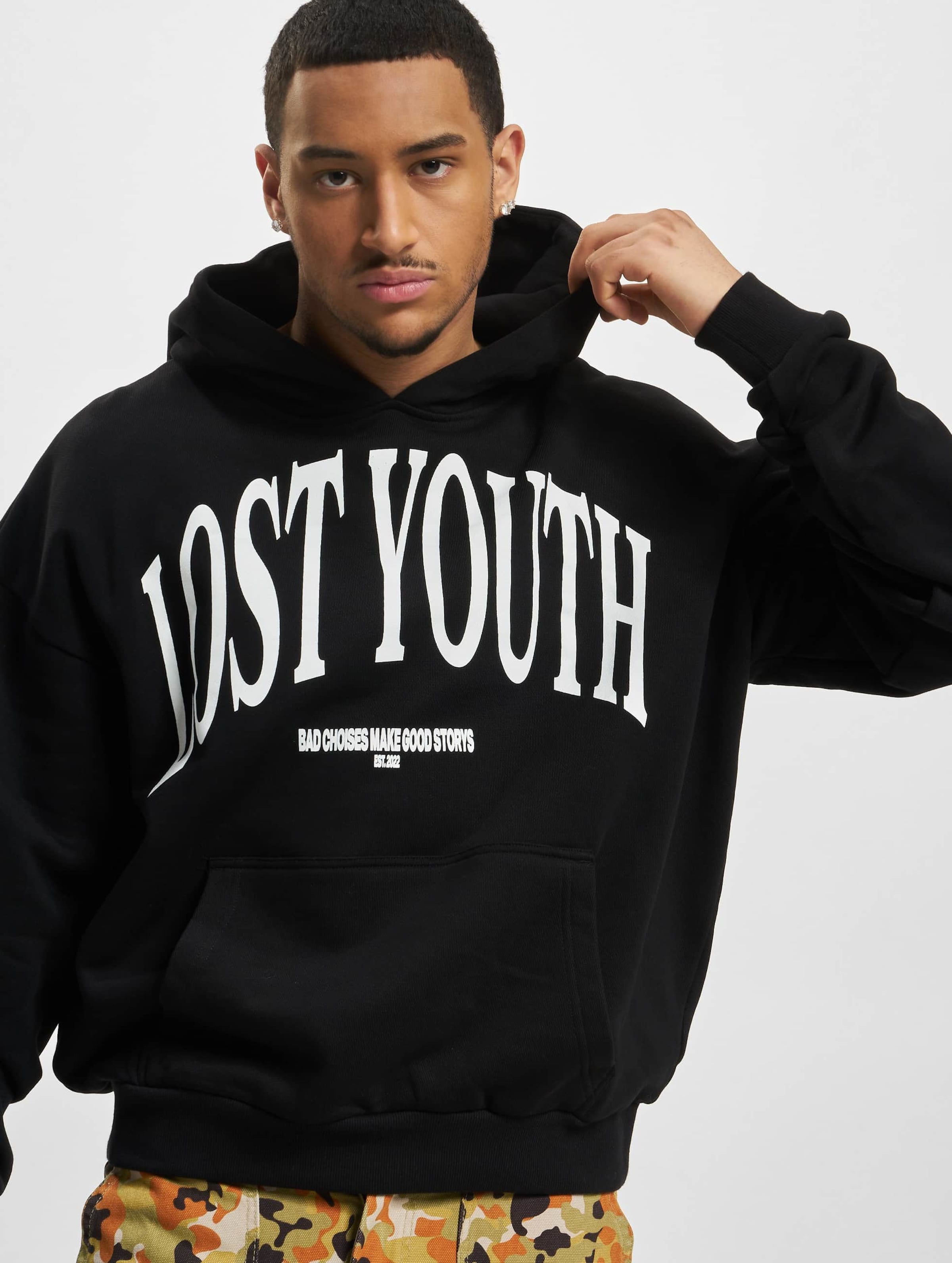 Lost Youth HOODIE CLASSIC V.1 black Mannen op kleur zwart, Maat 5XL