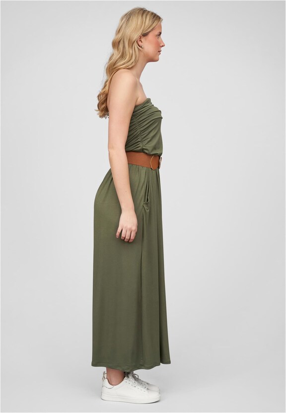 Cloud5ive Damen Longform Bandeau Kleid mit 2-Pockets Gürtel-3