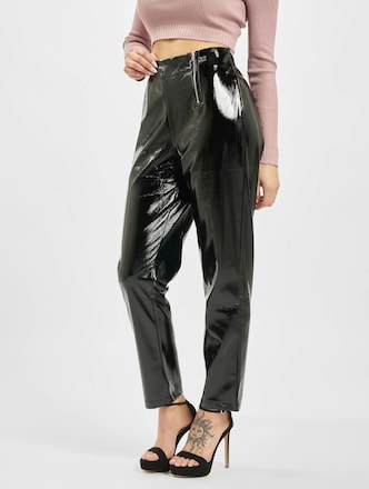 Missguided Faux Leather High Shine Zip  Chino