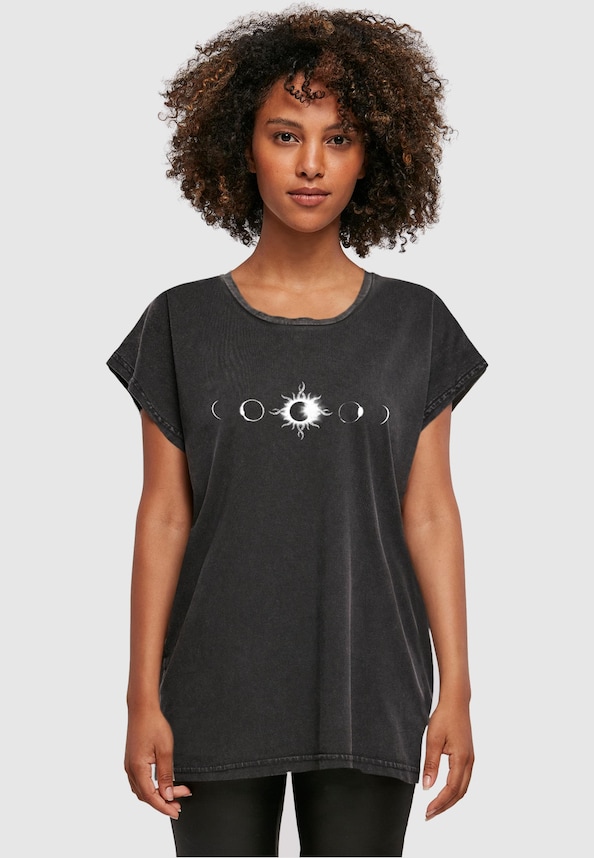 Ladies Godsmack - Lunar Phases Acid Washed T-Shirt-0