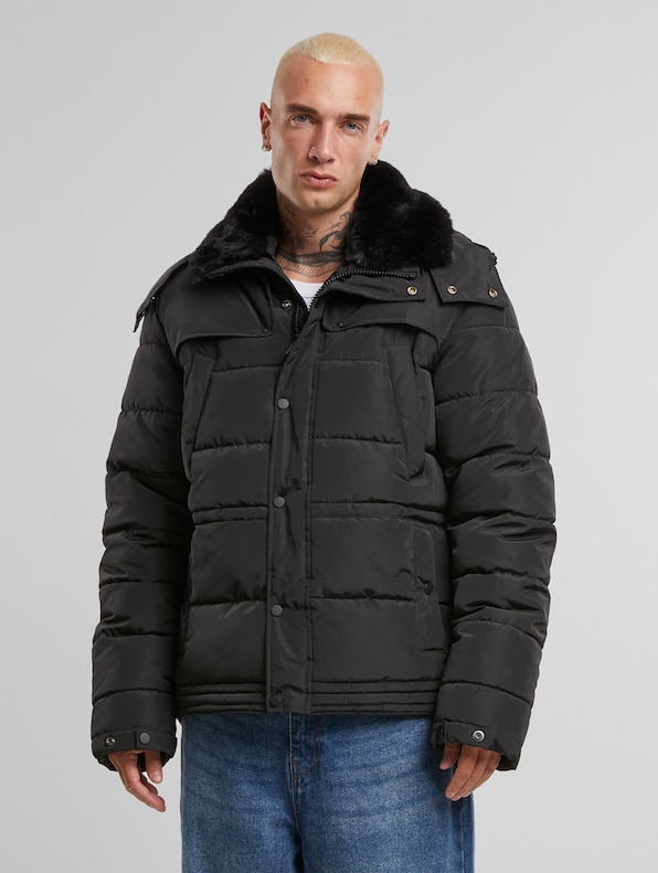 Urban Classics With Detachable Fur Collar Puffer Jackets-0