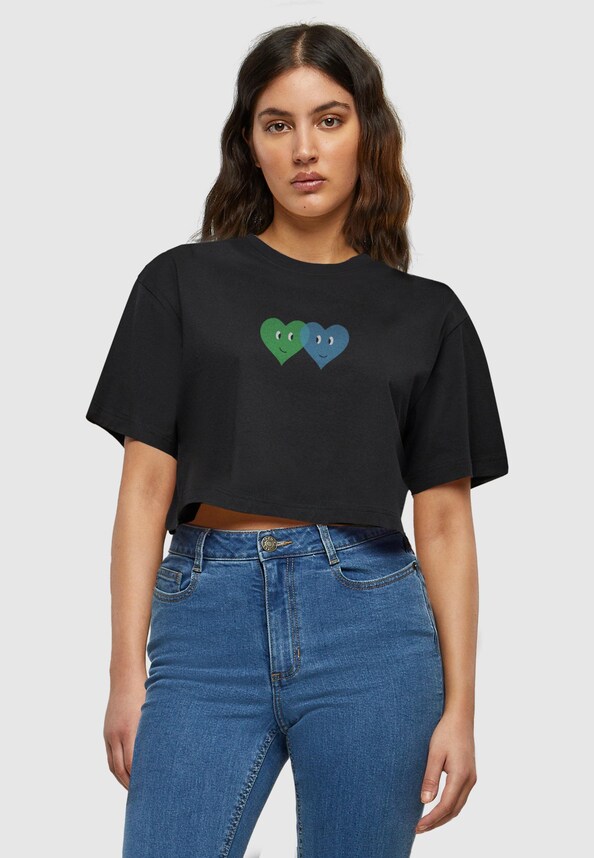 Ladies Hugs & Love - Two Hearts Short Oversized Tee-0