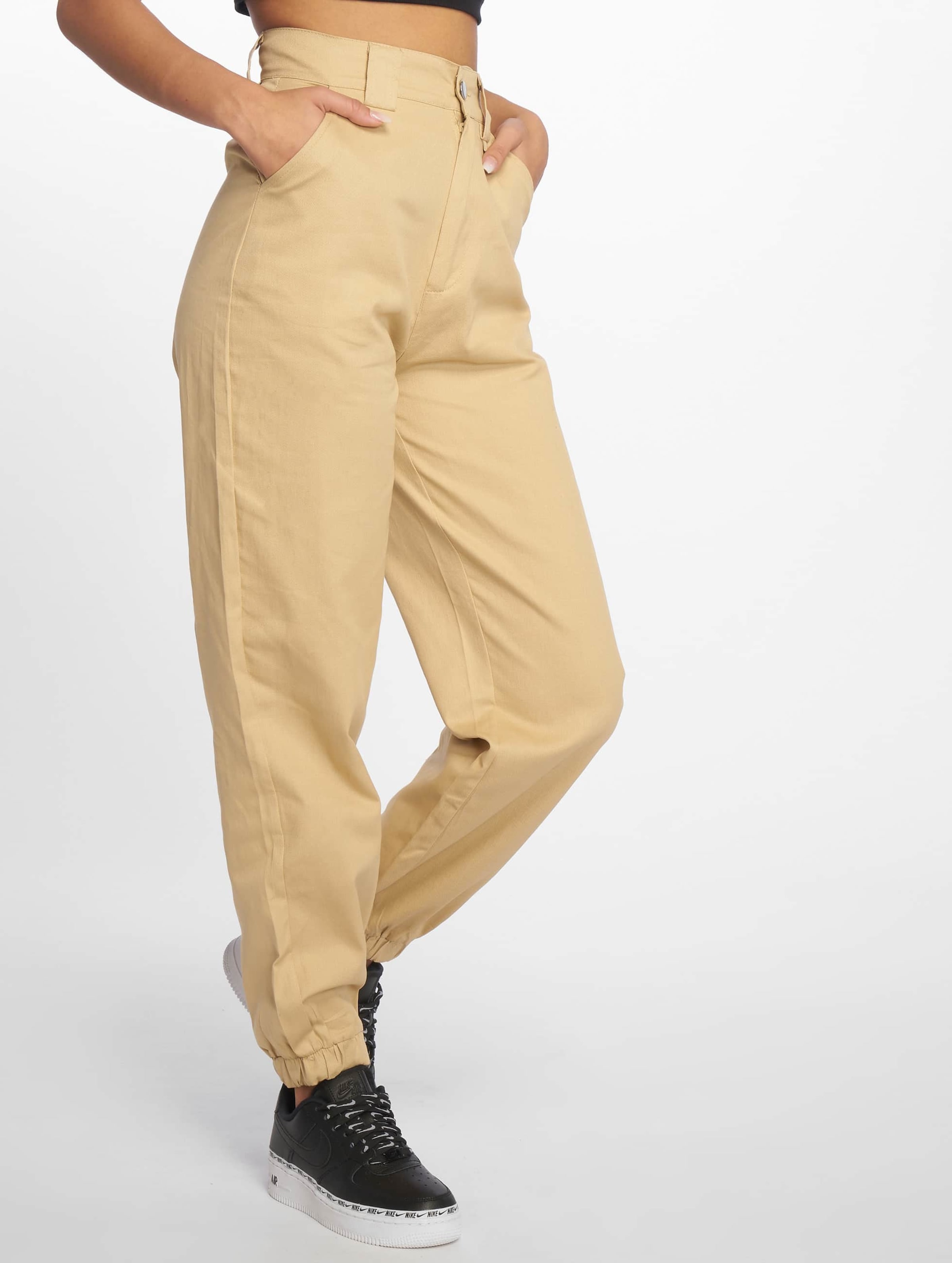 Missguided Slim Leg Chino Vrouwen op kleur beige, Maat 36
