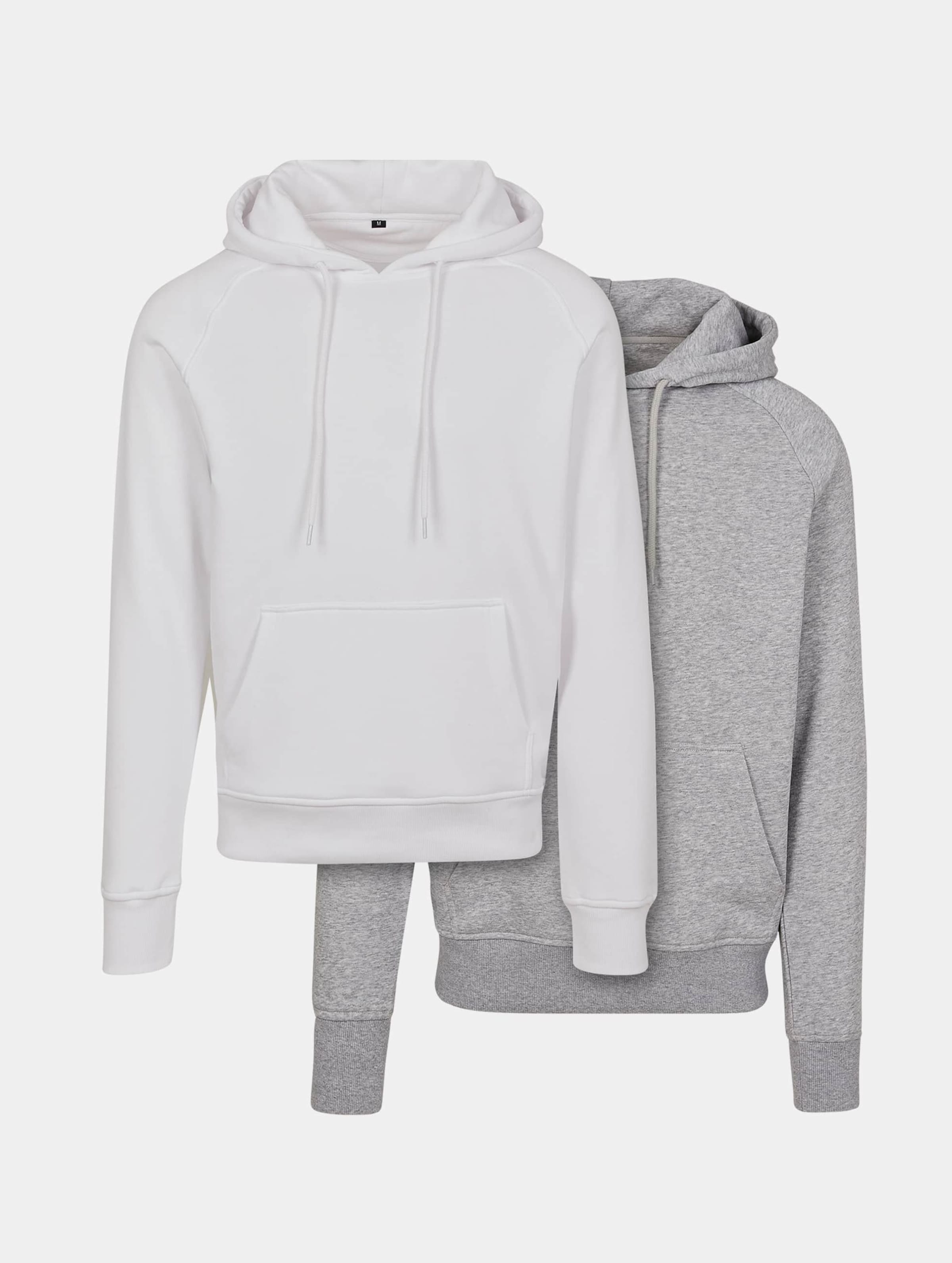 Build Your Brand Raglan Sweat Hoody 2-Pack Mannen op kleur wit, Maat S