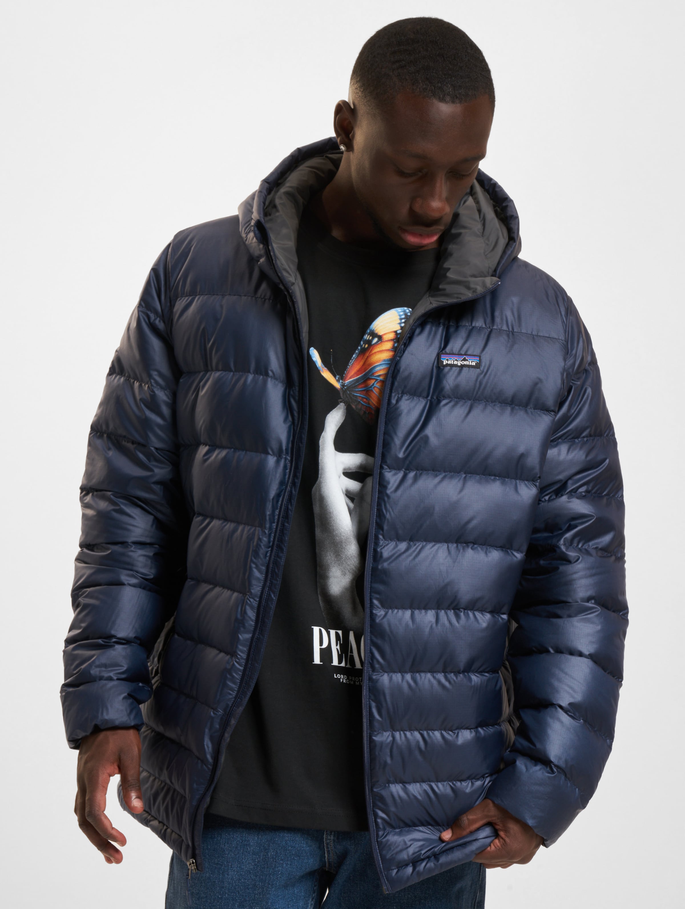 Patagonia Logo Winterjacke op kleur blauw, Maat XXL