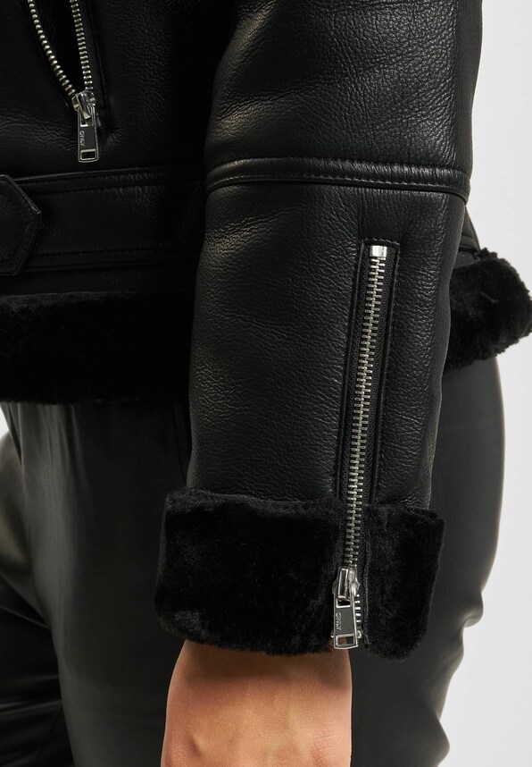 Agnete Faux Leather Biker-3