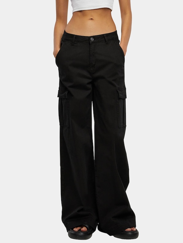 High Waist Wide Leg Twill-0