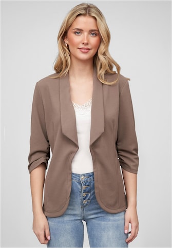 Cloud5ive Damen Blazer mit gerafften 3/4 Ärmeln und Strukturstoff