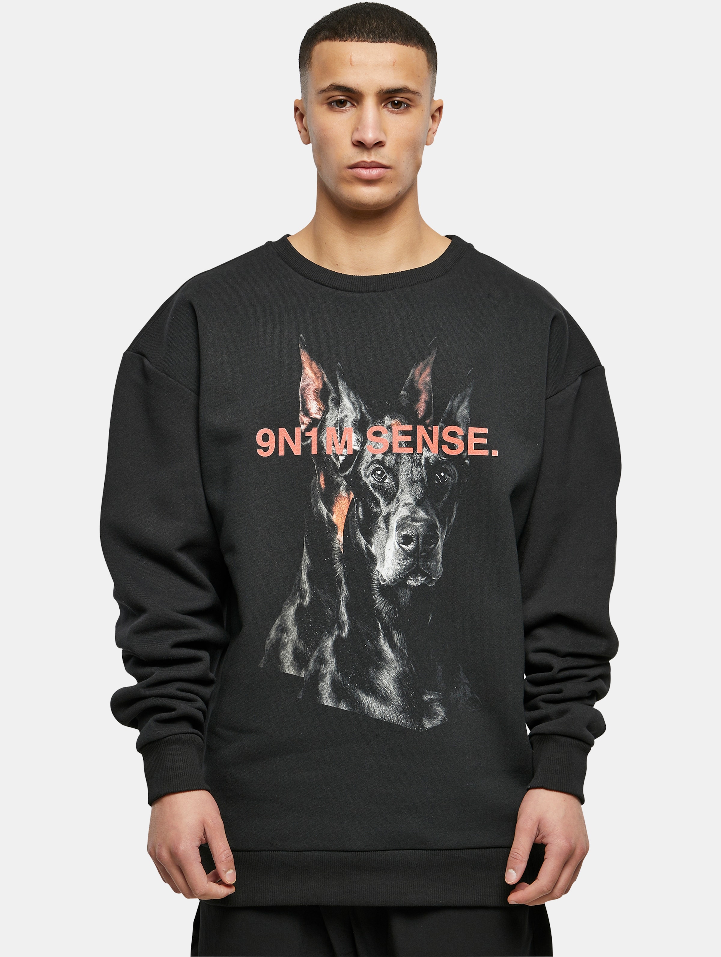 9N1M SENSE DOG Sweatshirt Männer,Unisex op kleur zwart, Maat M