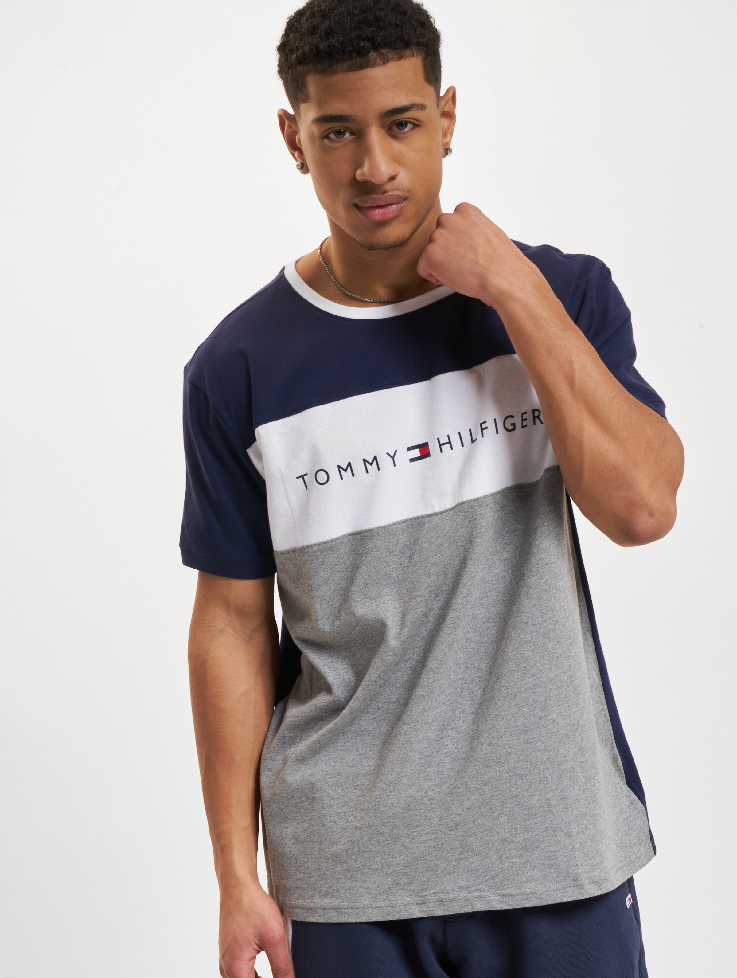 Tommy Hilfiger CN SS Logo T-Shirt Mannen op kleur grijs, Maat XL