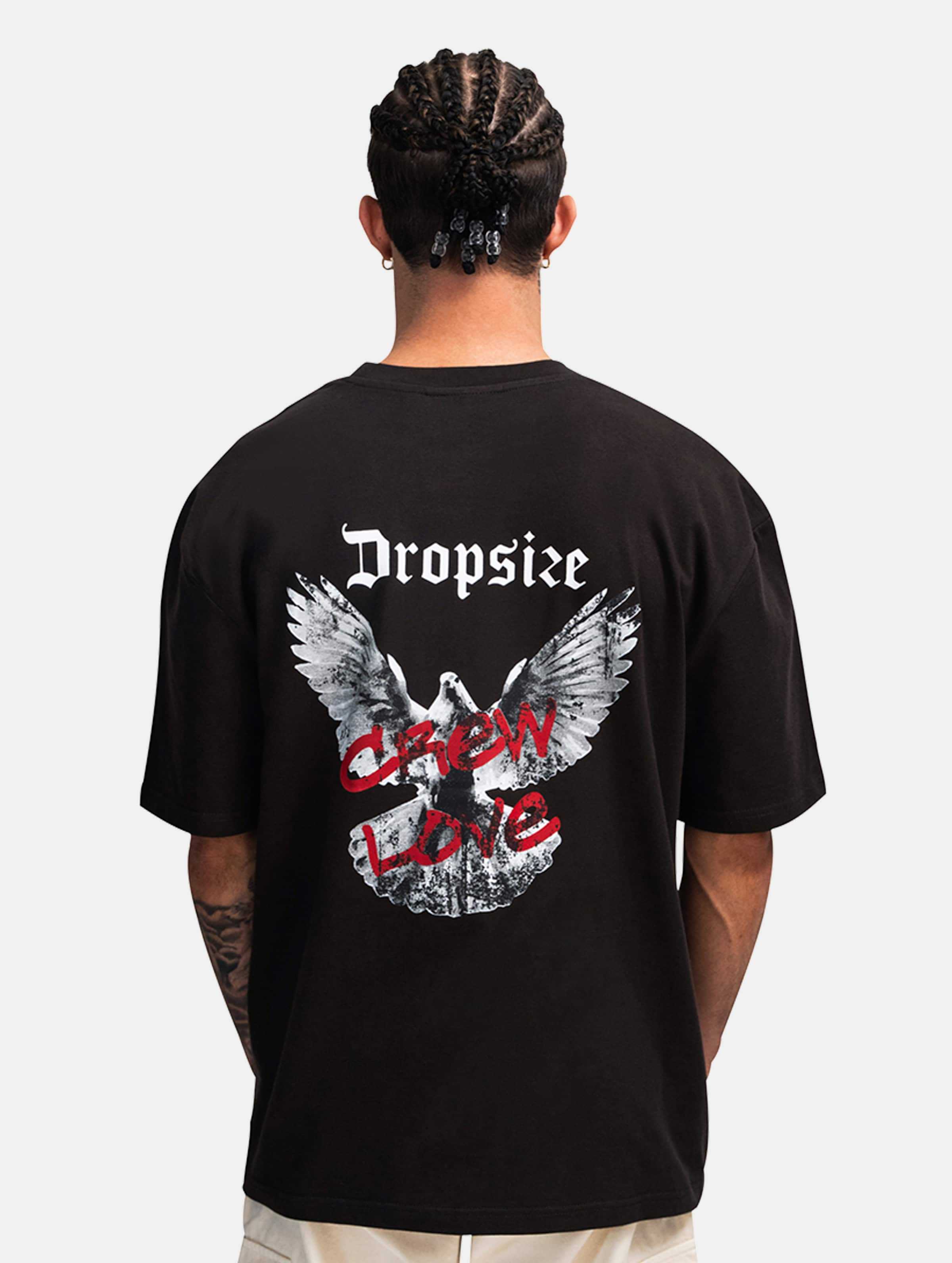 Dropsize Heyvy Oversize Crew Dove T-Shirt op kleur zwart, Maat S