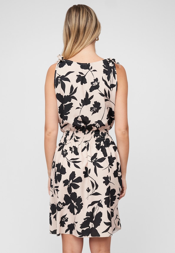 Dress with buttons and knot details flower print-1