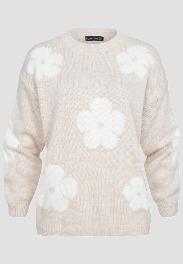 Cloud 5ive Crewneck Knit Sweater with Flowers-0