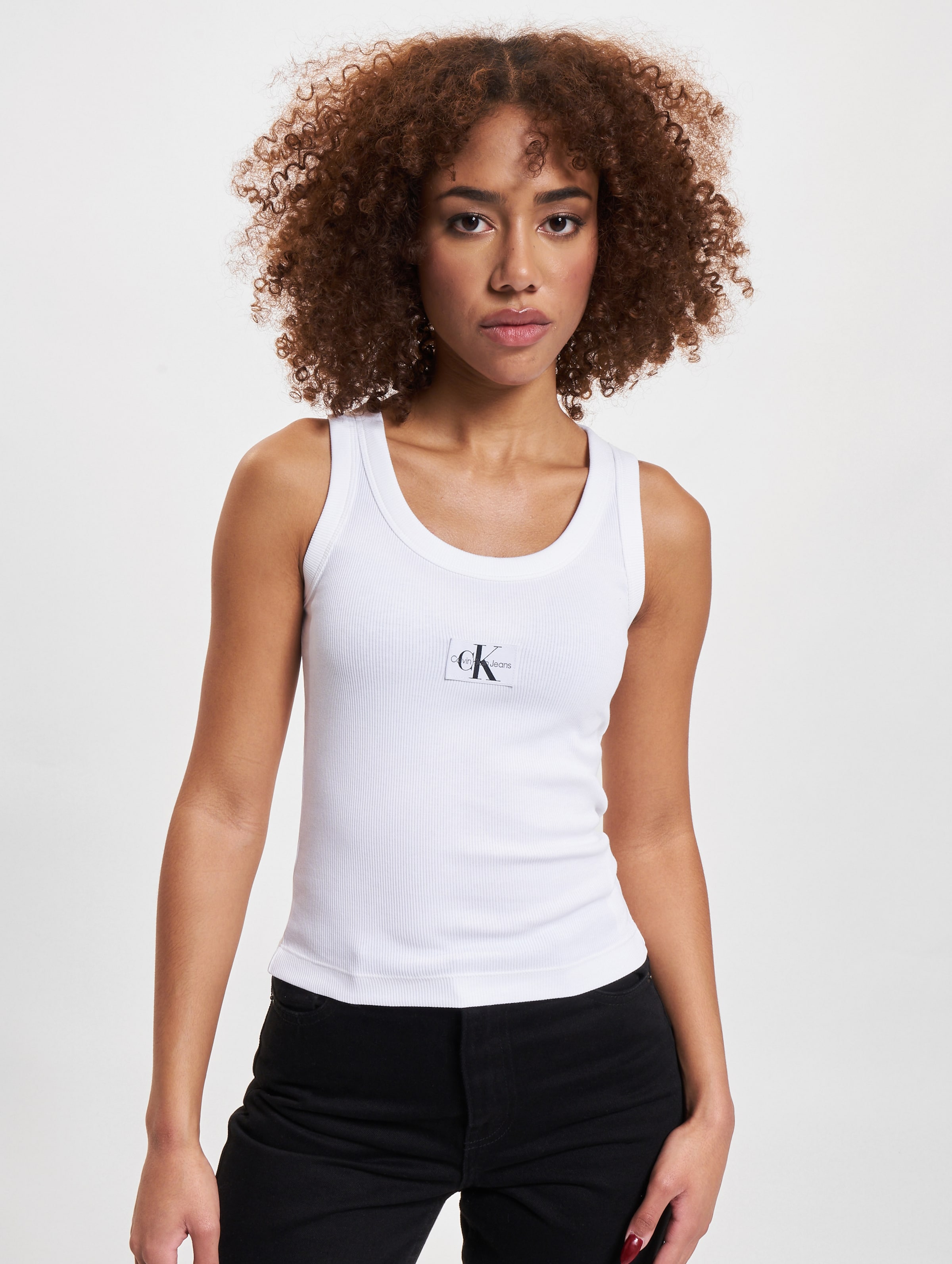 Calvin Klein Jeans Woven Label Tank Tops Vrouwen op kleur wit, Maat XS