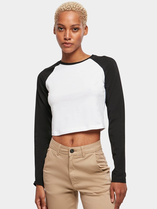 Ladies Organic Cropped Retro Baseball-0