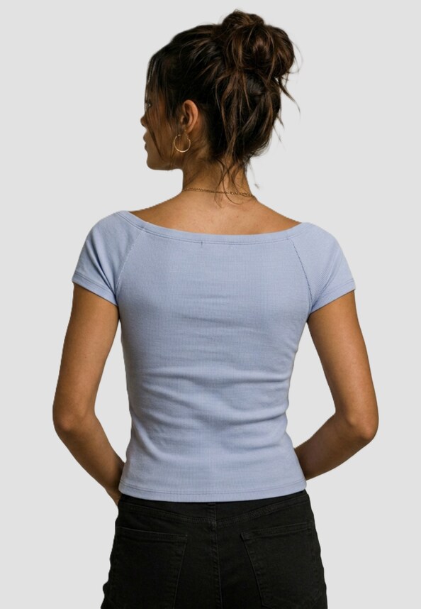 Ladies Off Shoulder Rib-1