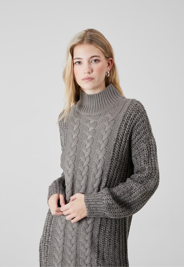 NMLORI L/S HIGH NECK CABLE KNIT DRESS-6