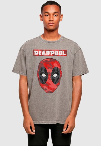 Deadpool - Camo Head Acid Washed Oversize Tee